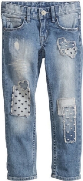These H&M Slim Jeans have heavily distressed patch details at front and adjustable elasticized waistband for your little one.