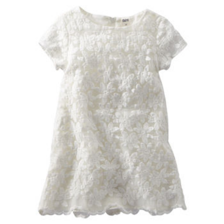 This OshKosh B'Gosh LACE SHIFT DRESS has a Lace overlay with a modern floral, and is a great price for such an adorable All White Lace Dress.