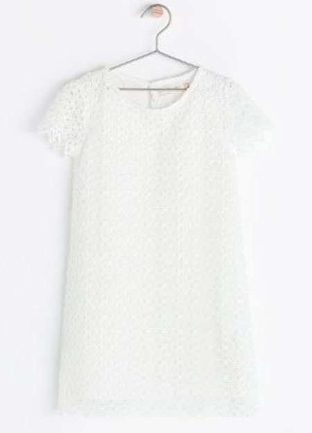 This Zara SHORT SLEEVE EMBROIDERED DRESS looks washed out in this photograph, but it is absolutely beautiful in person with a modern graphic Lace pattern.