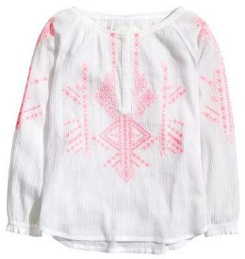 This H&M Embroidered Cotton Blouse is a long-sleeved Boho Blouse in crinkled, woven cotton fabric with lovely embroidery. It is a beautiful Boho Blouse for a Great Price. I love it, and wish H&M had this embellished Boho Blouse for women too!