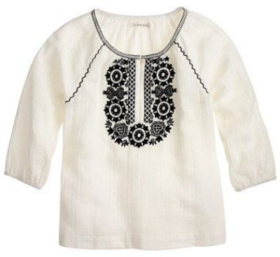 This J.Crew BREEZY EMBROIDERED TUNIC is light as air with vintage-inspired embroidery— your little one will be ready for the beach or anywhere this Summer in this Boho Blouse.