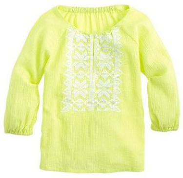 This J.Crew NEON EMBROIDERED GAUZE TOP&nbsp;is a breezy layer in eye-popping neon with pretty embroidery. &nbsp;It is a perfect Boho Blouse layered over tanks!