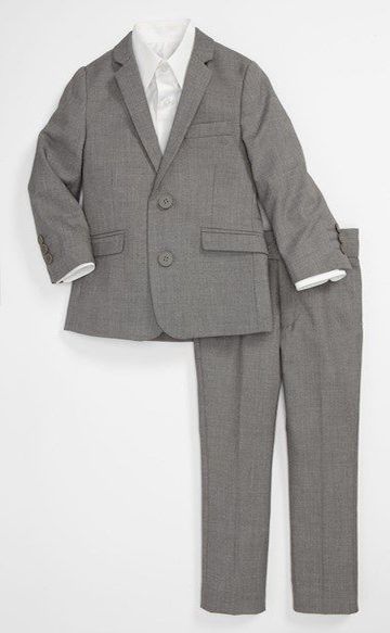 Appaman Two-Piece Suit is a handsome suit with a two-button, notch-lapel jacket and flat-front trousers. It comes in four colors Mist , Glen Plaid , Shark and Black . 