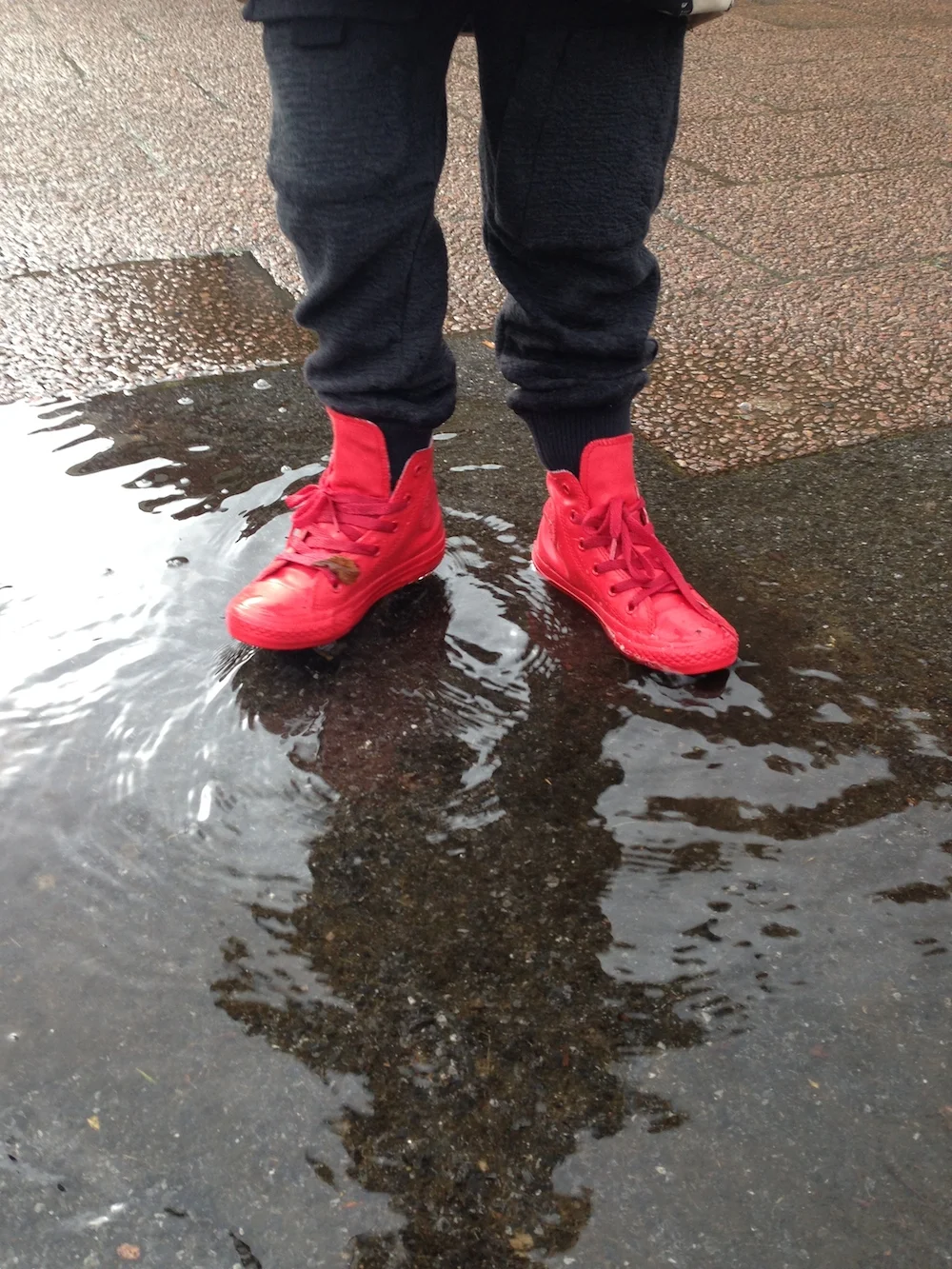 Mario's Loves Splashing in His New Rain Boots