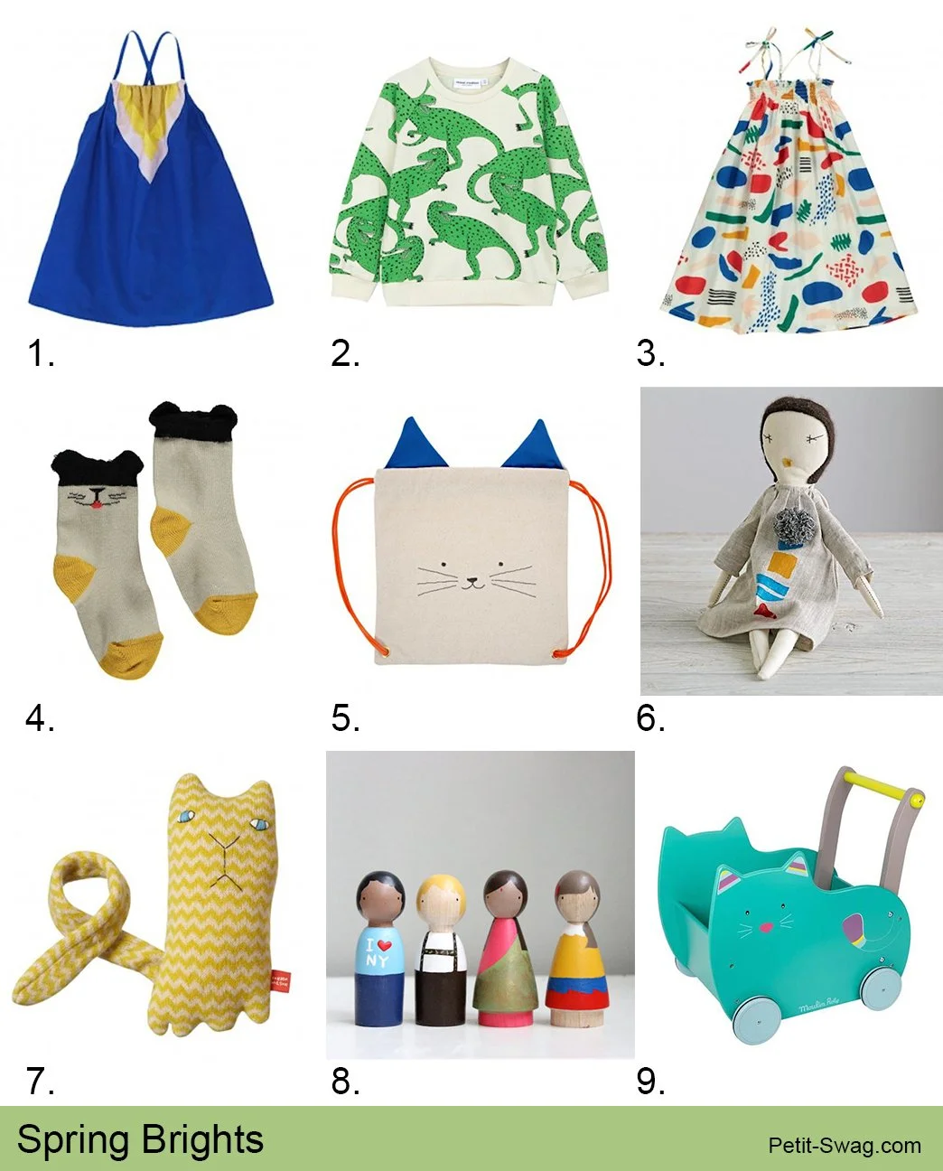 Spring Brights: Fun Cats, Dinosaurs & Color Block Goodies for Little Ones