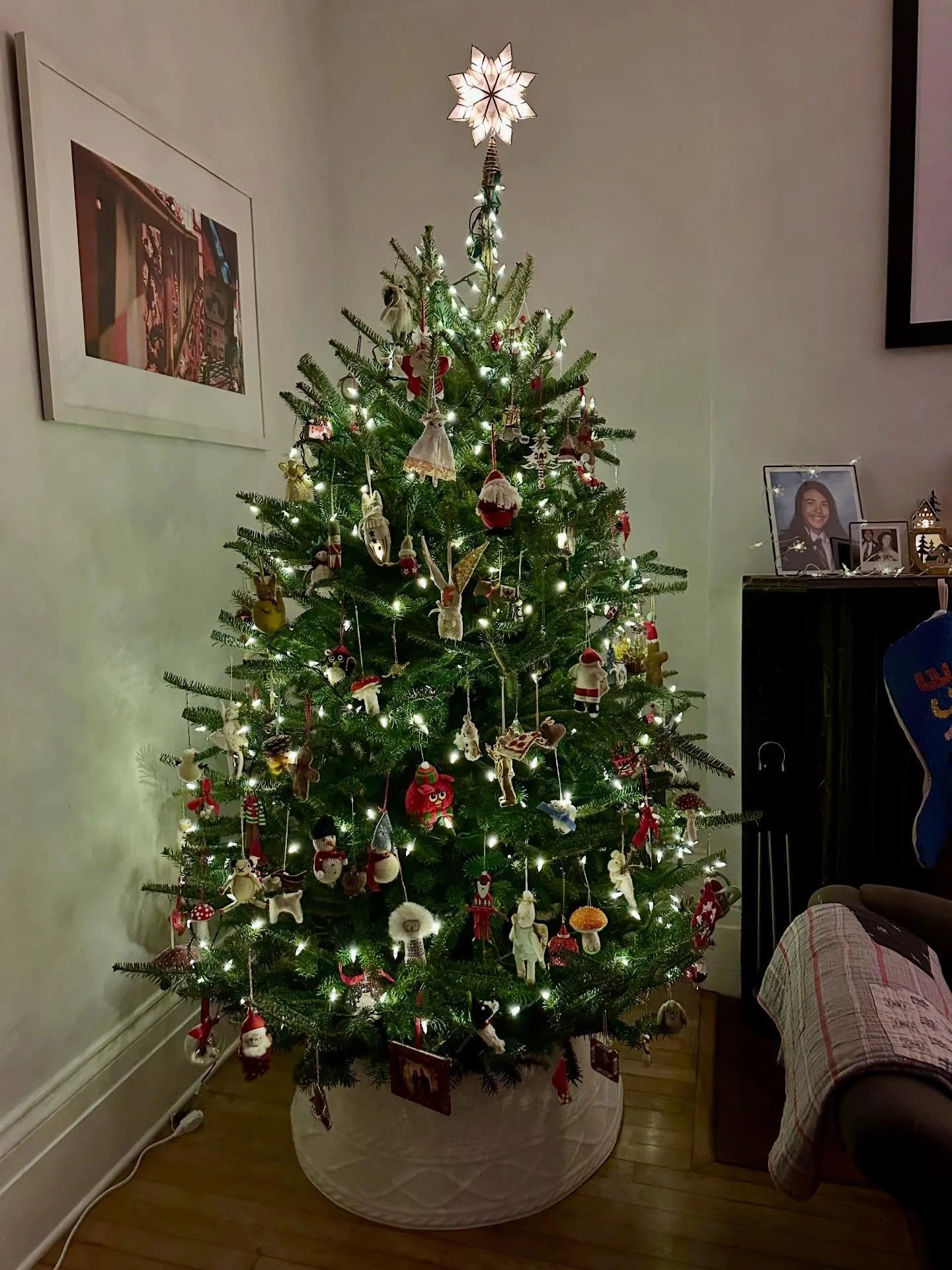🎄 Jovel family tree time!
Mario is officially the best tree-trimmer, and even Albert added his favorite ornament this year. Our first ornament is always Mario&rsquo;s favorite crocheted Santa &mdash; tradition. 🎅

This year my new favorite is the @