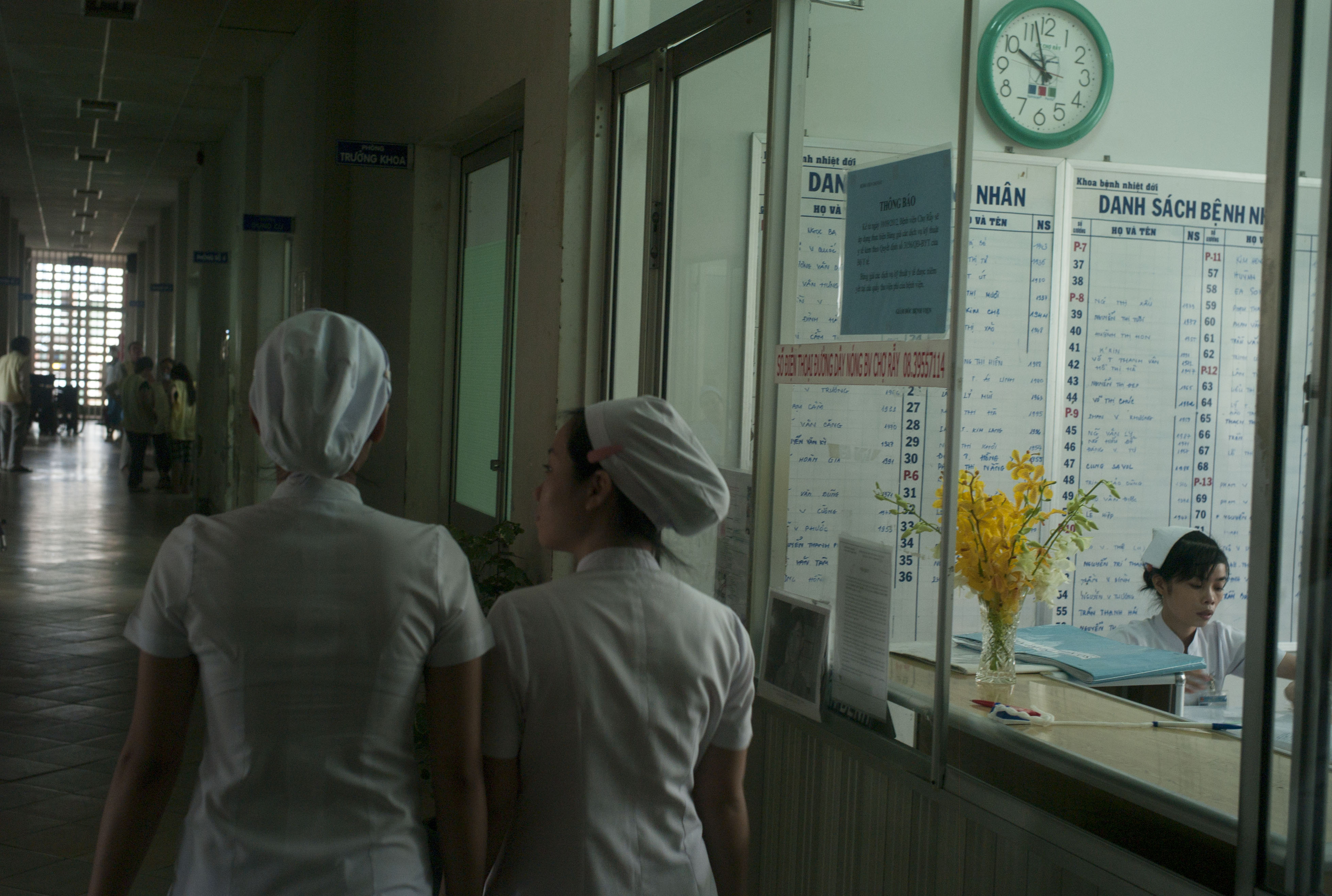  Nurses in the hall of Cho Ray Hospital,&nbsp; Ho Chi Minh, Vietnam.  