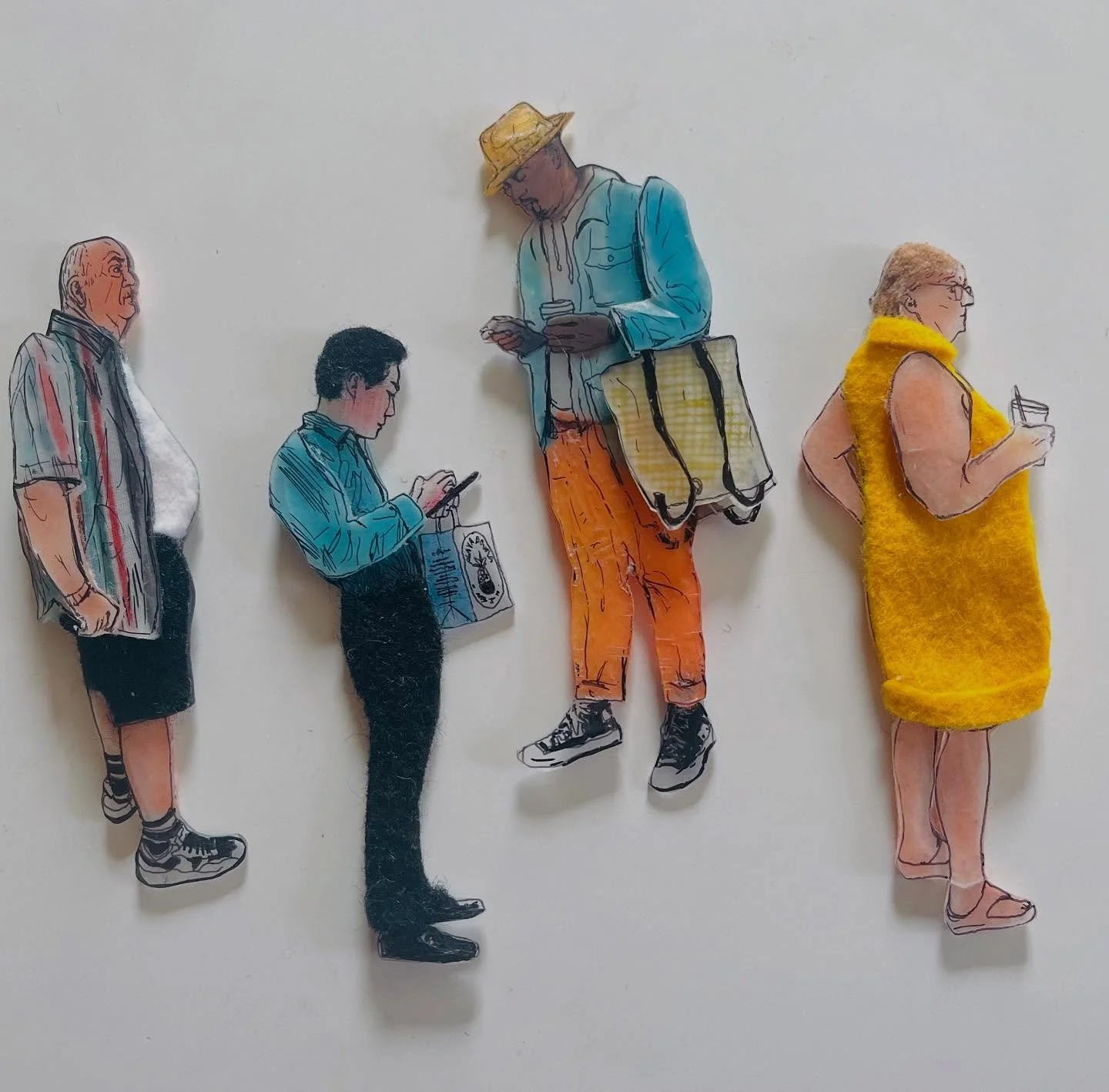 Trying something new. Combining hand drawn shrinky dinks with my felt work! Tell me what you think of this experiment!