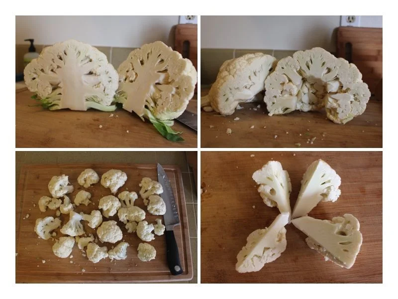Cutting up the cauliflower