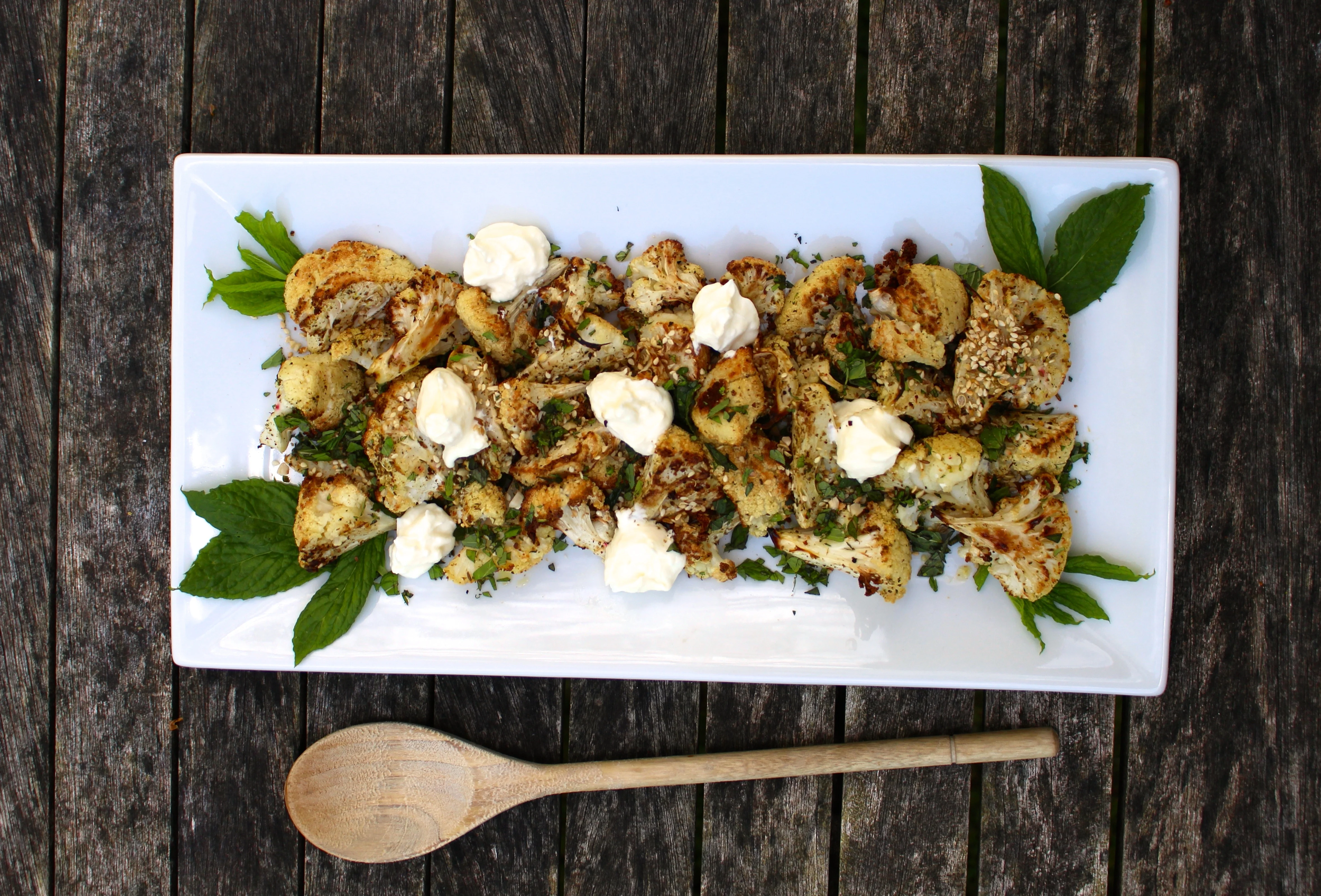 Spice-Roasted Cauliflower with Hazelnuts and Labneh