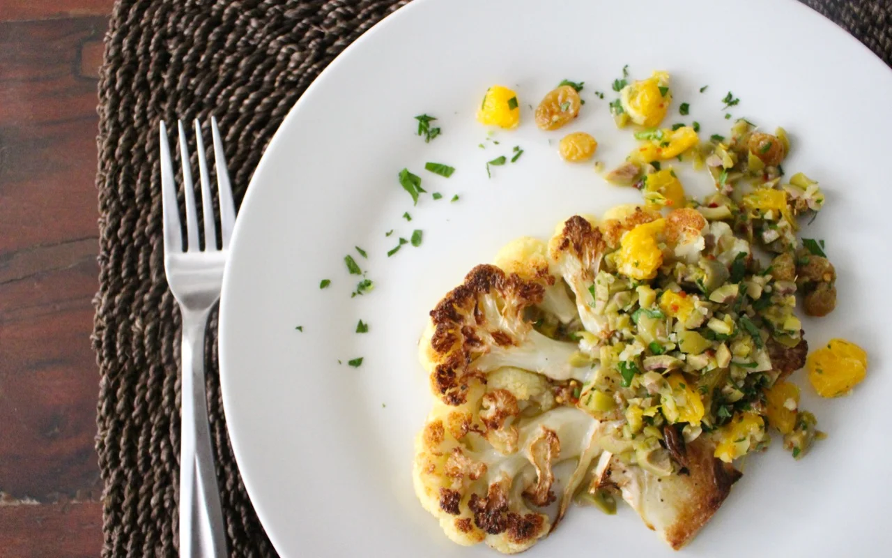 Superba Cauliflower Steaks with Olive Pistou