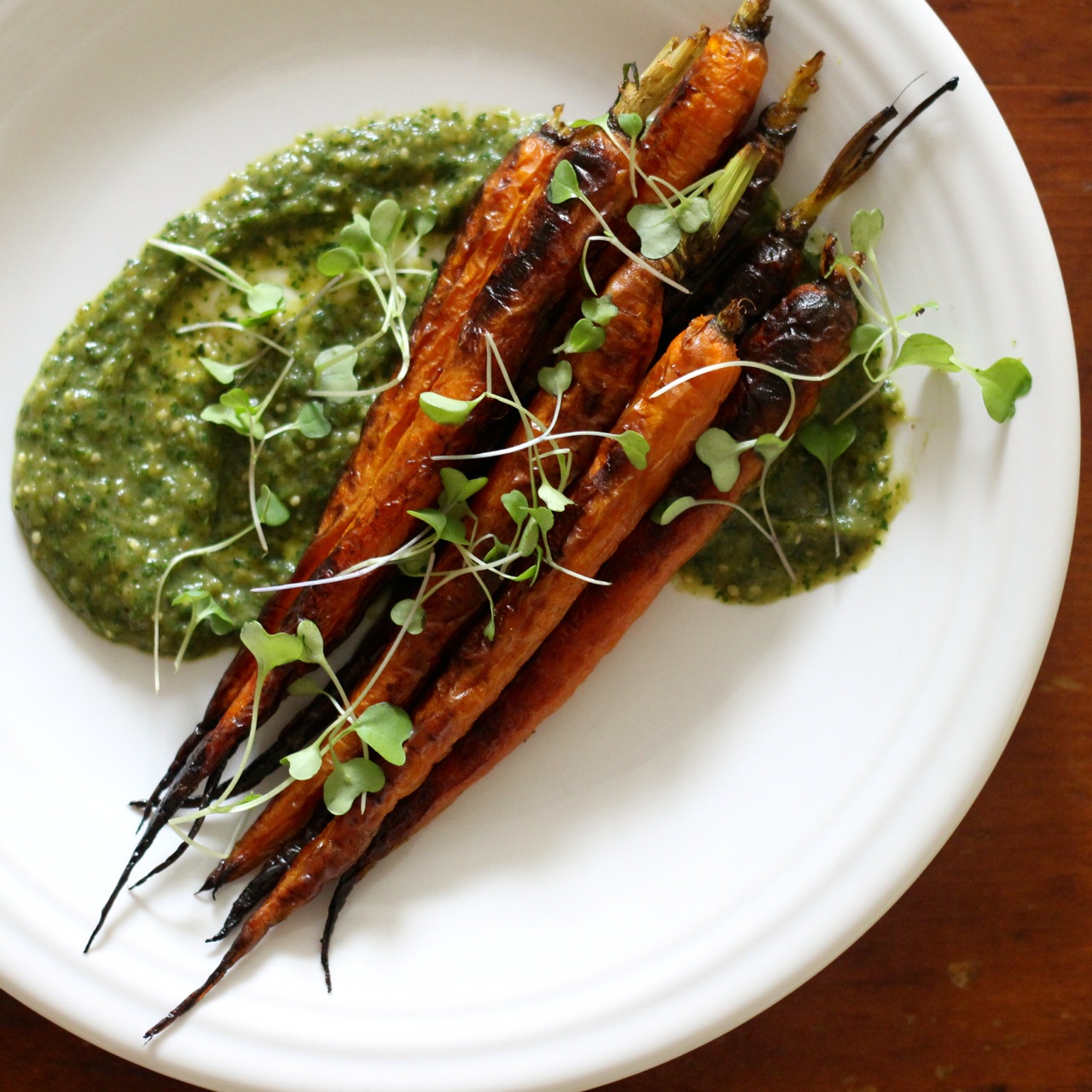 Commissary's Carrots with Spicy Tomatillo Sauce