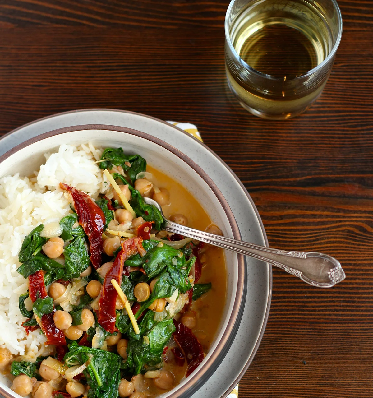Coconut Chickpeas with Preserved Lemon and Spinach
