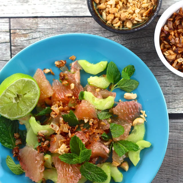 Thai Pomelo Salad with Mint and Fried Shallot