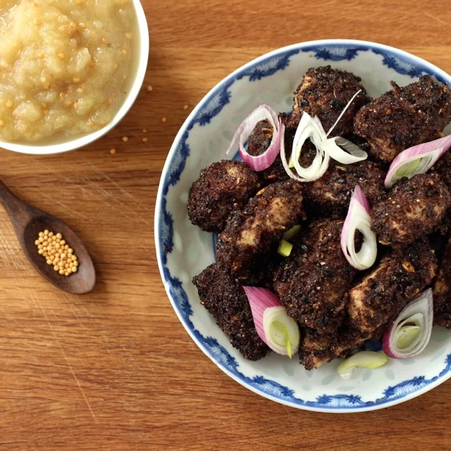 State Bird Provisions' Black Rice Crusted Pork with Apple Mostarda