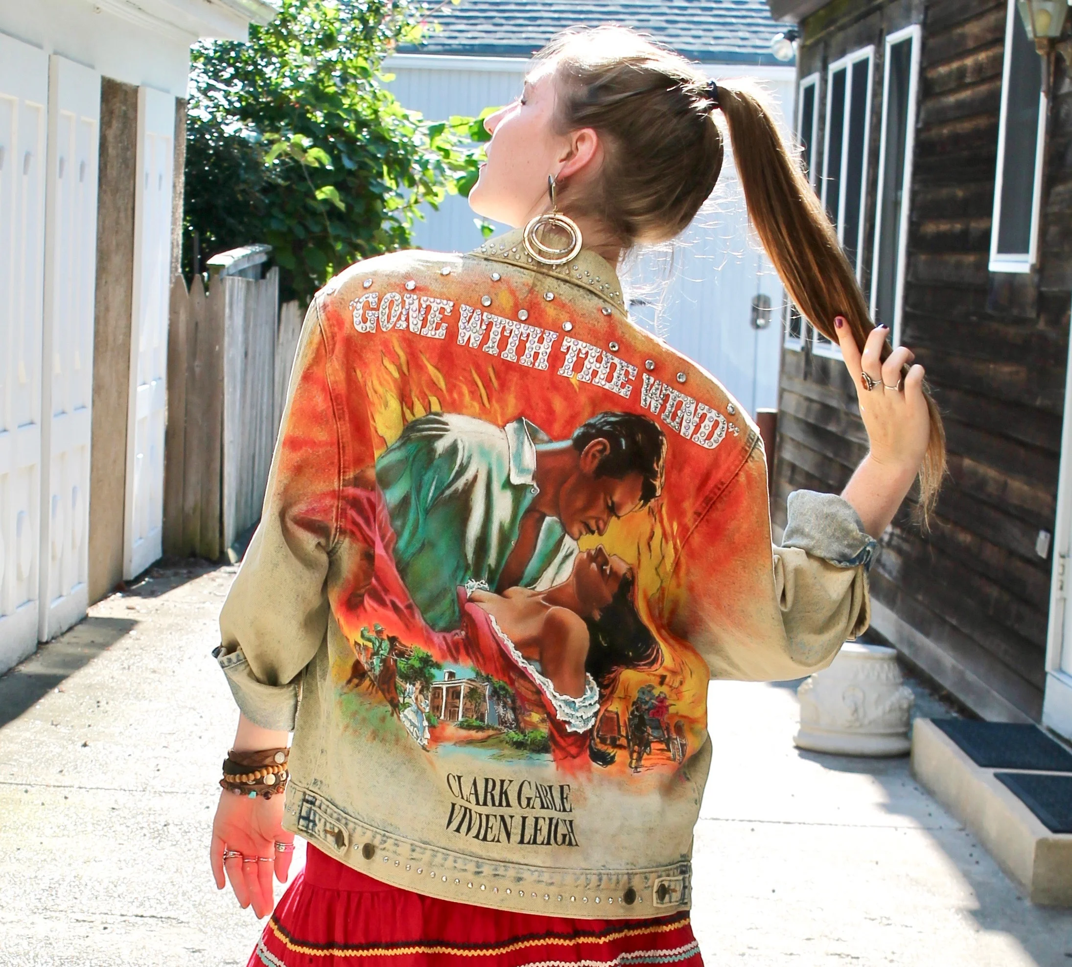 Madison wearing “Gone with the Wind” Tony Alamo jacket available at The Times Vintage!