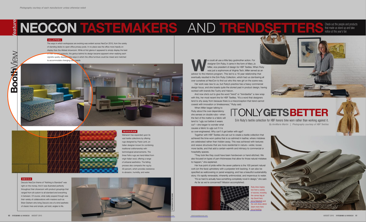 Equation, Kendra Niederkorn for HBF Textiles featured in Allsteel's Chicago showroom