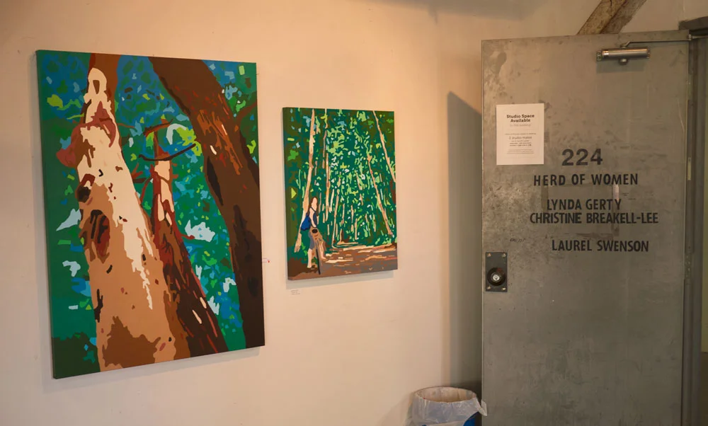The piece on the left is "Reaching Beyond" and it sold via facebook! The other one was not for sale, but maybe it will be next year! (?). Reaching Beyond got a lot of attention. It could have sold at least twice. Nice work Lynda!