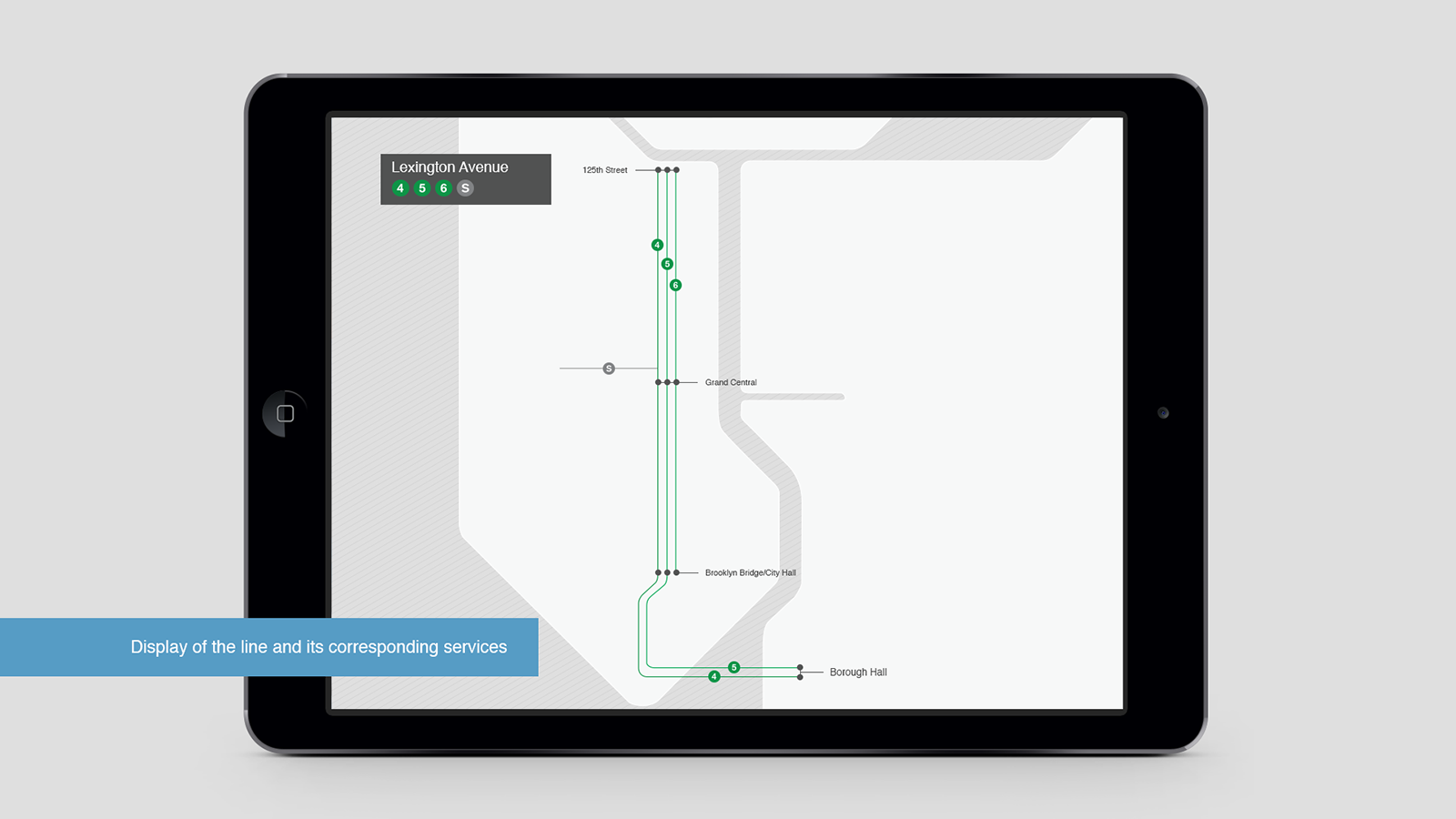 Zoomed-in view showing a line and its services