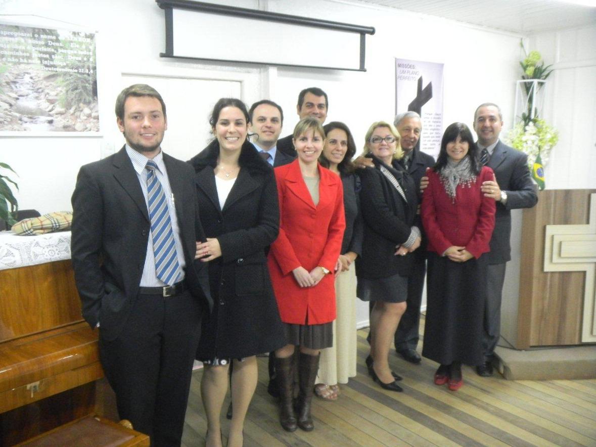 Silveiras with their church staff in southern Brazil