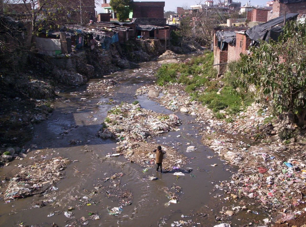  Contaminated waterways like this are a perfect breeding ground for drug resistant microbes like Salmonella typhi 