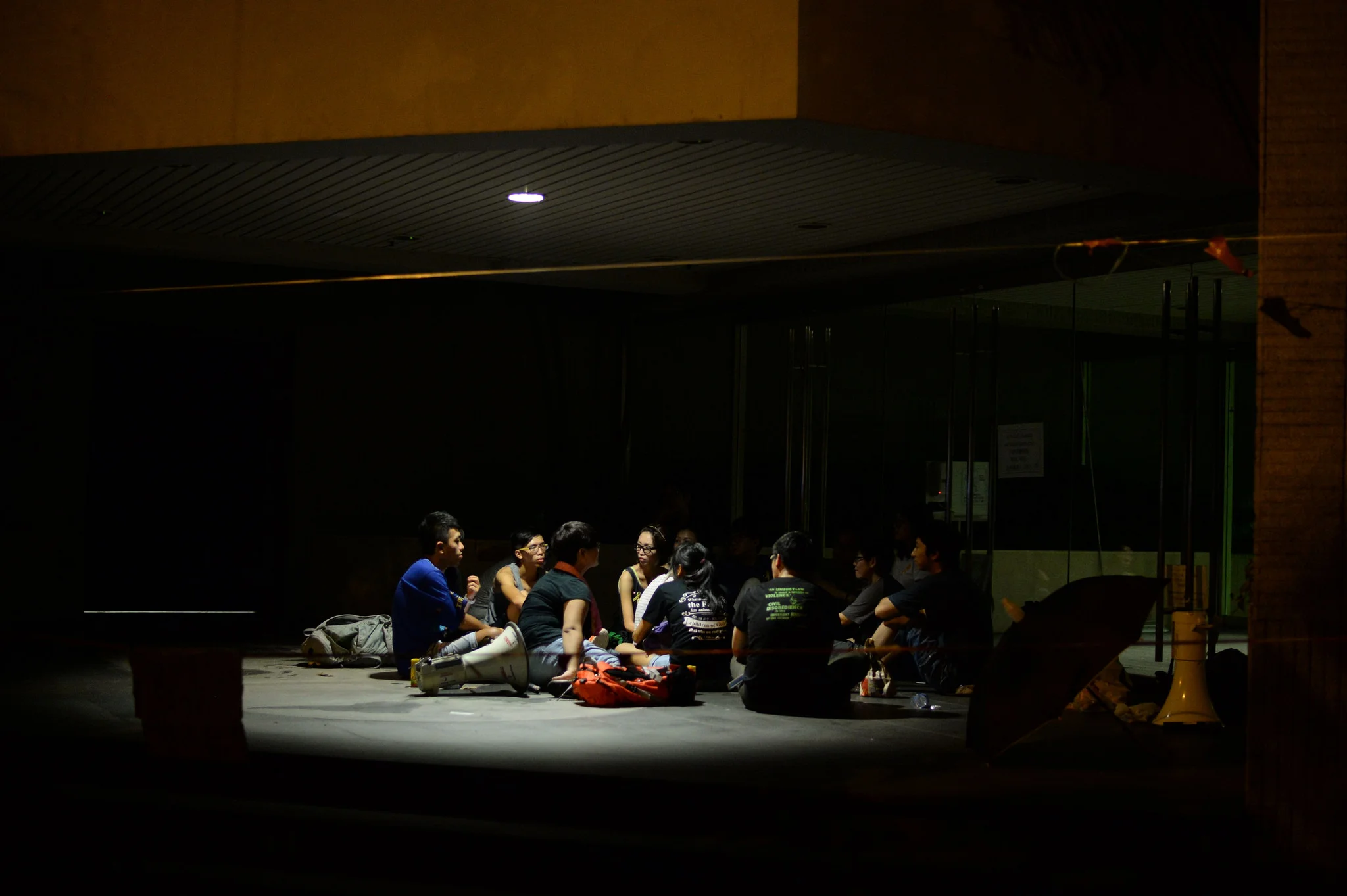 Student occupiers regroup away from the main protest area in Admiralty.