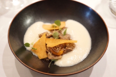 Sweet potato gnocchi, mushrooms, Japanese turnip sauce