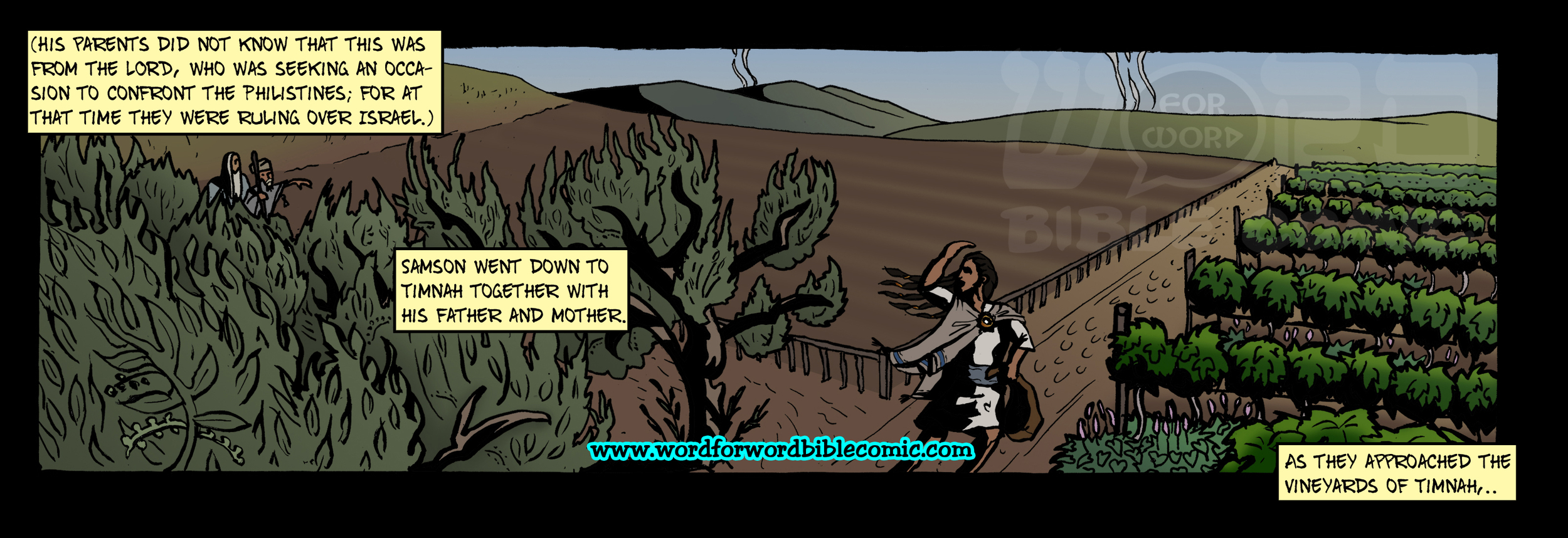 Word for WORD Bible Comic Panel for Judges 14:4-5a 