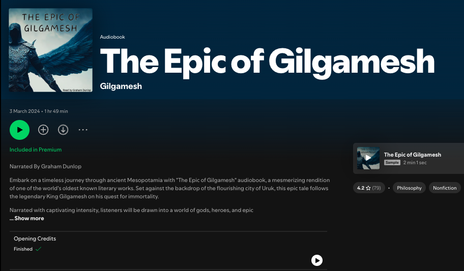 The Epic of Gilgamesh on Spotify.