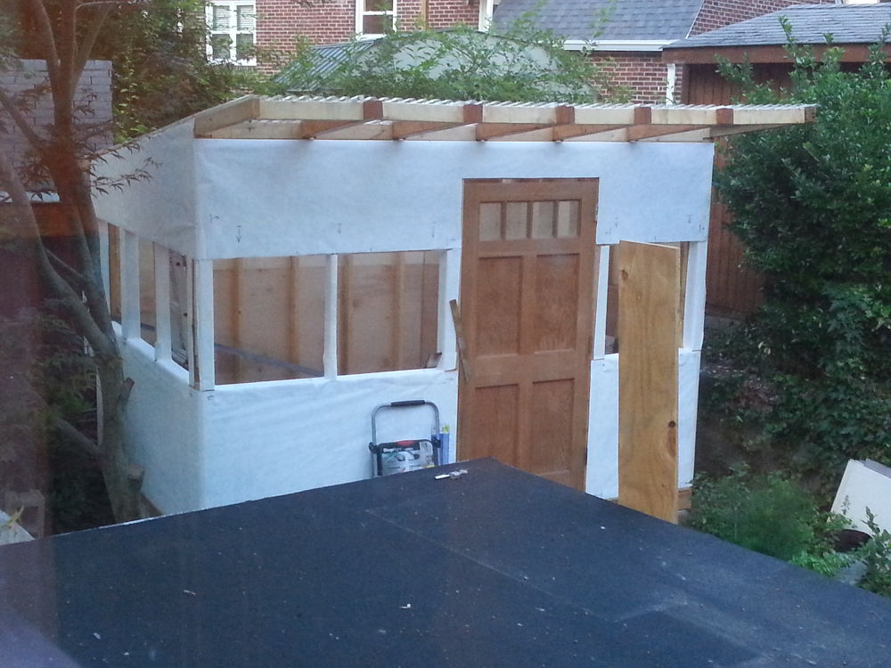 rebuilding a shed, 3: wrapped in tyvek