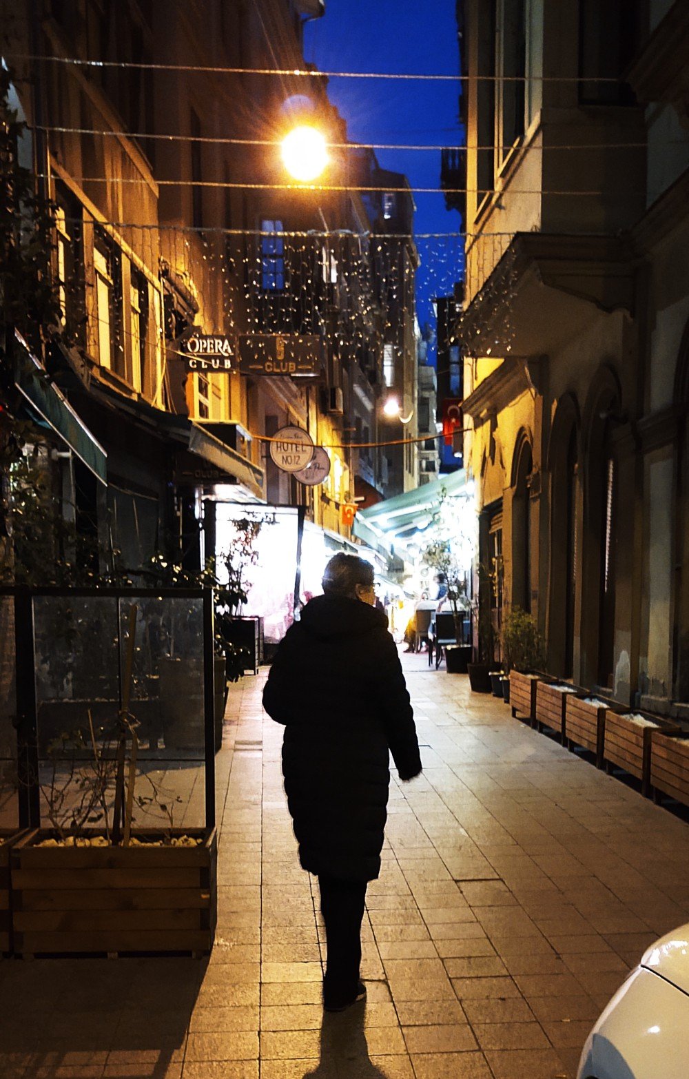 walking to Ficcin, Nancy's favorite restaurant