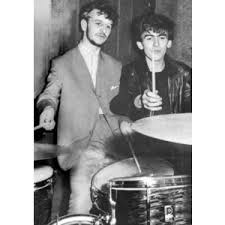 Ringo with a little help from his new friend George Harrison in Hamburg, Germany in 1960. Just John found Paul and Paul found George, George would persuade the others to invite Ringo to join the Beatles.
