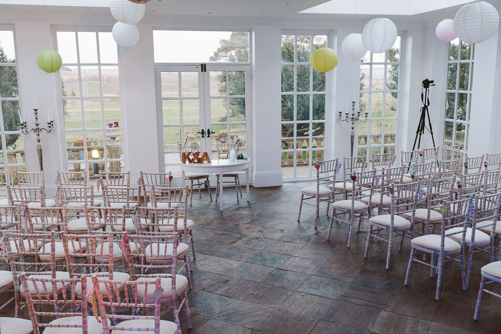 The Orangery set up for Kat & Alan's wedding