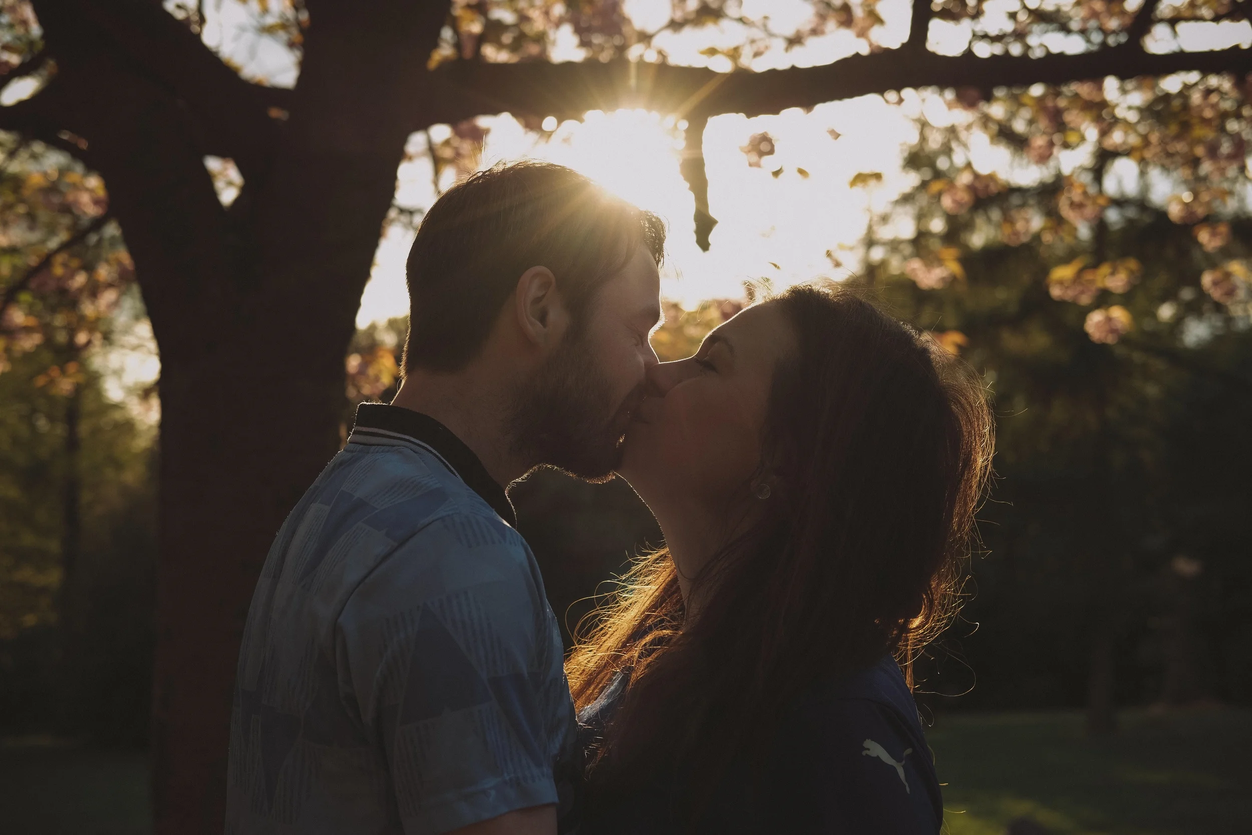 Ellie & James at golden hour in Saltwell Park, Gateshead, Newcastle