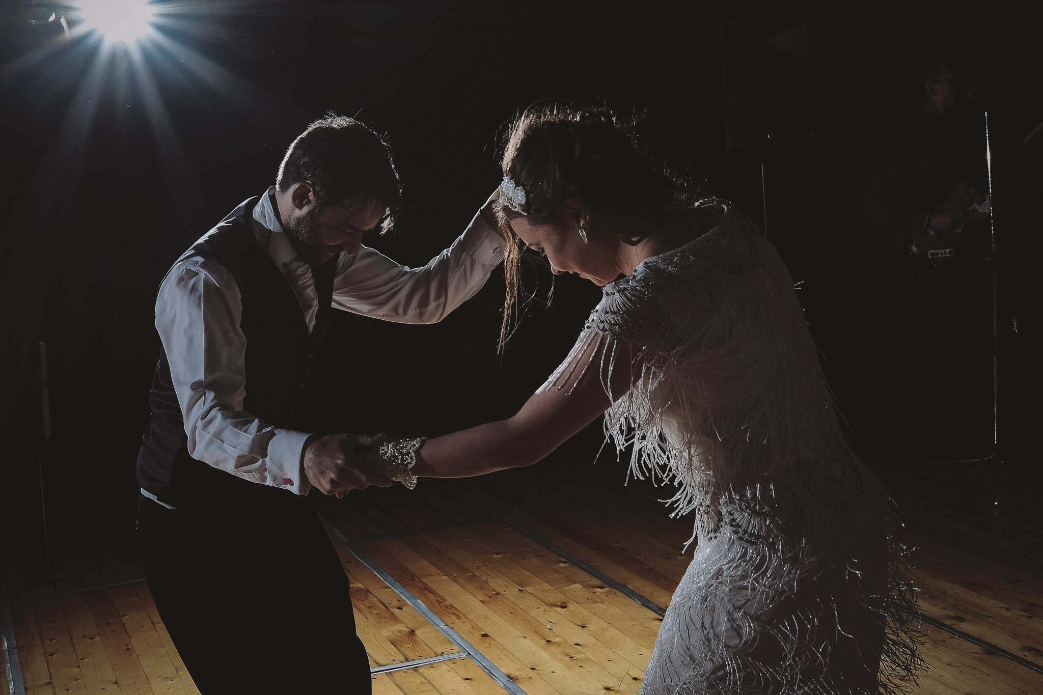 Bride and groom first dance at wedding in Northumberland