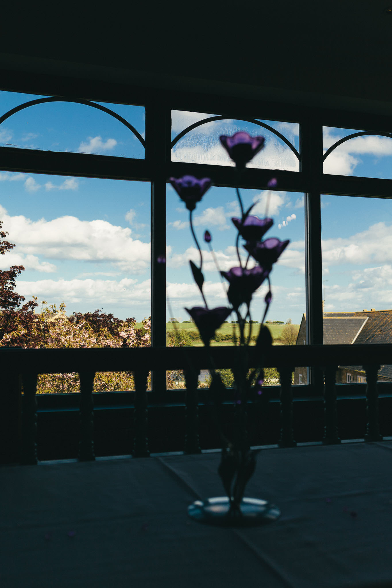 View of the countryside outside the window of the Sun Hotel