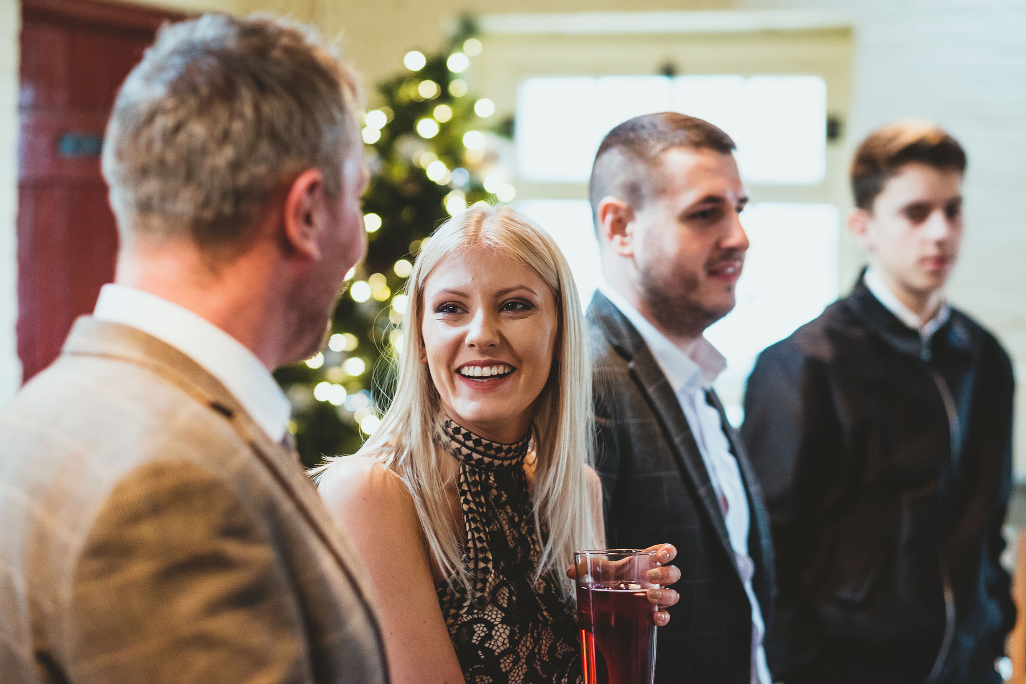 Groom joking with daughter before wedding ceremony at The Parlour at Blagdon