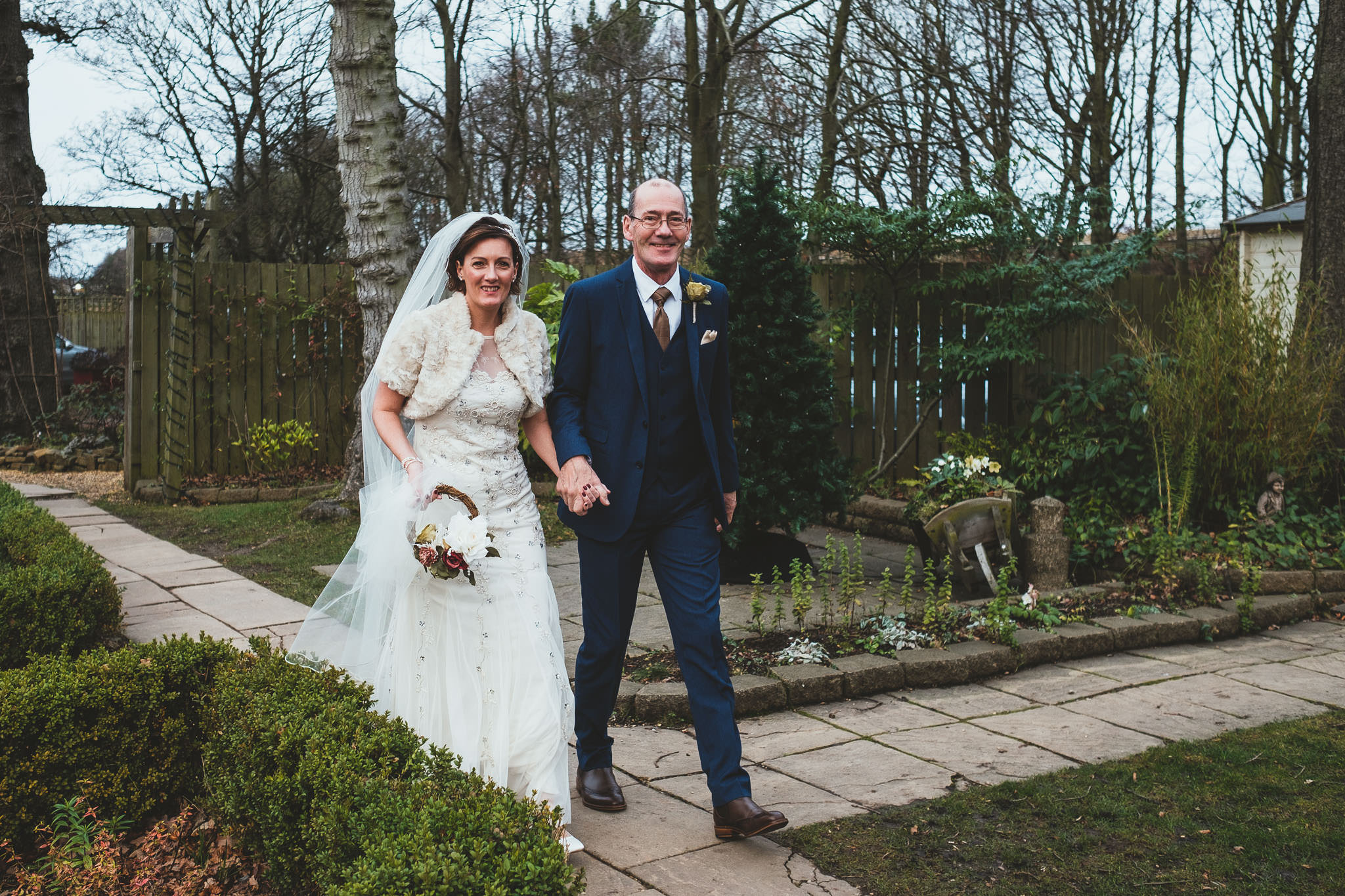 Bride arriving at The Parlour at Blagdon with her father