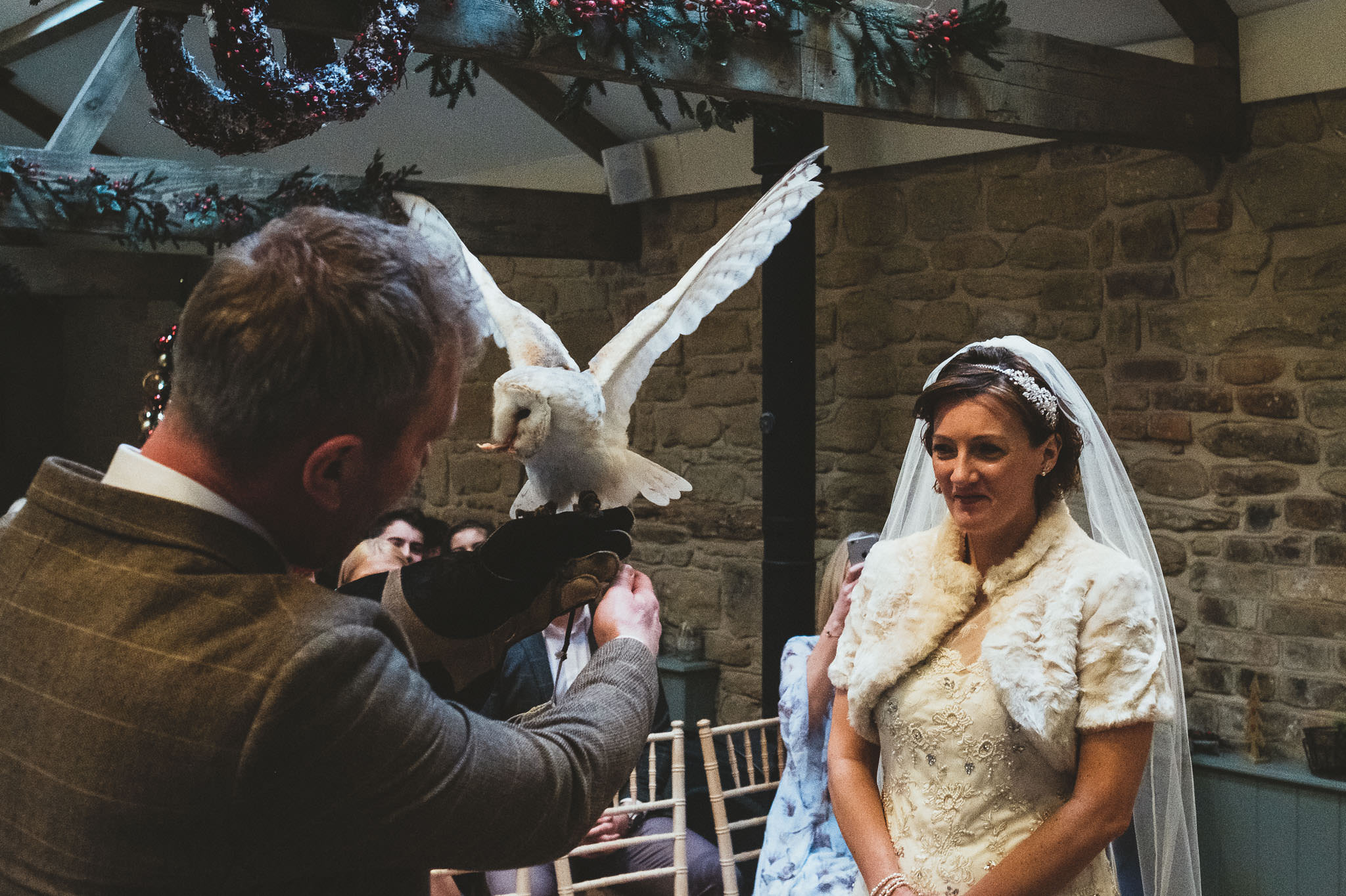 Owl carries rings to groom during wedding ceremony