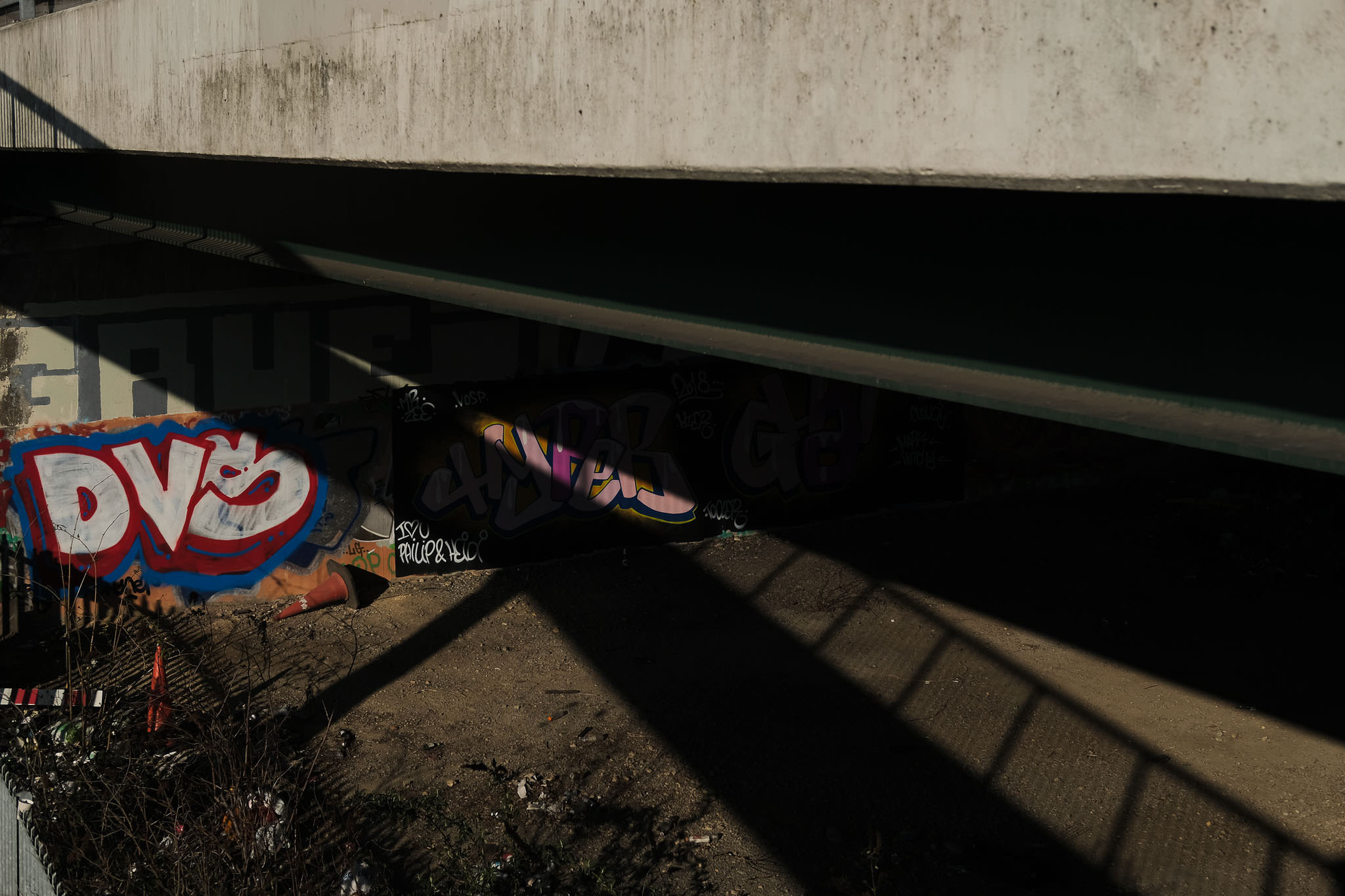 Abstract photo of concrete walkways and graffiti in Newcastle