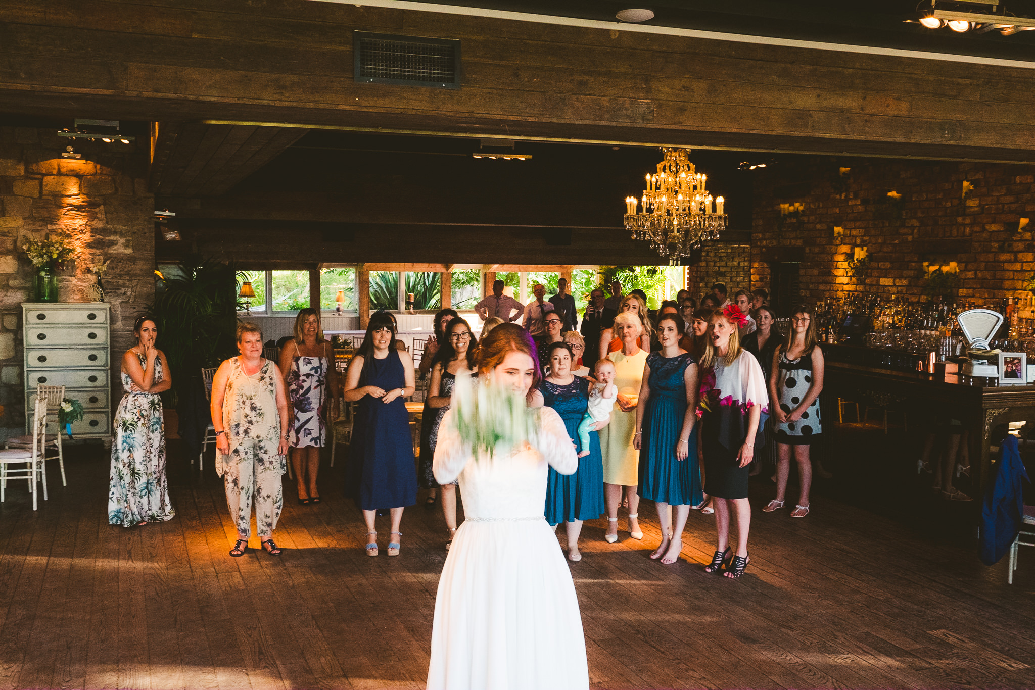 Bouquet toss at Newton Hall