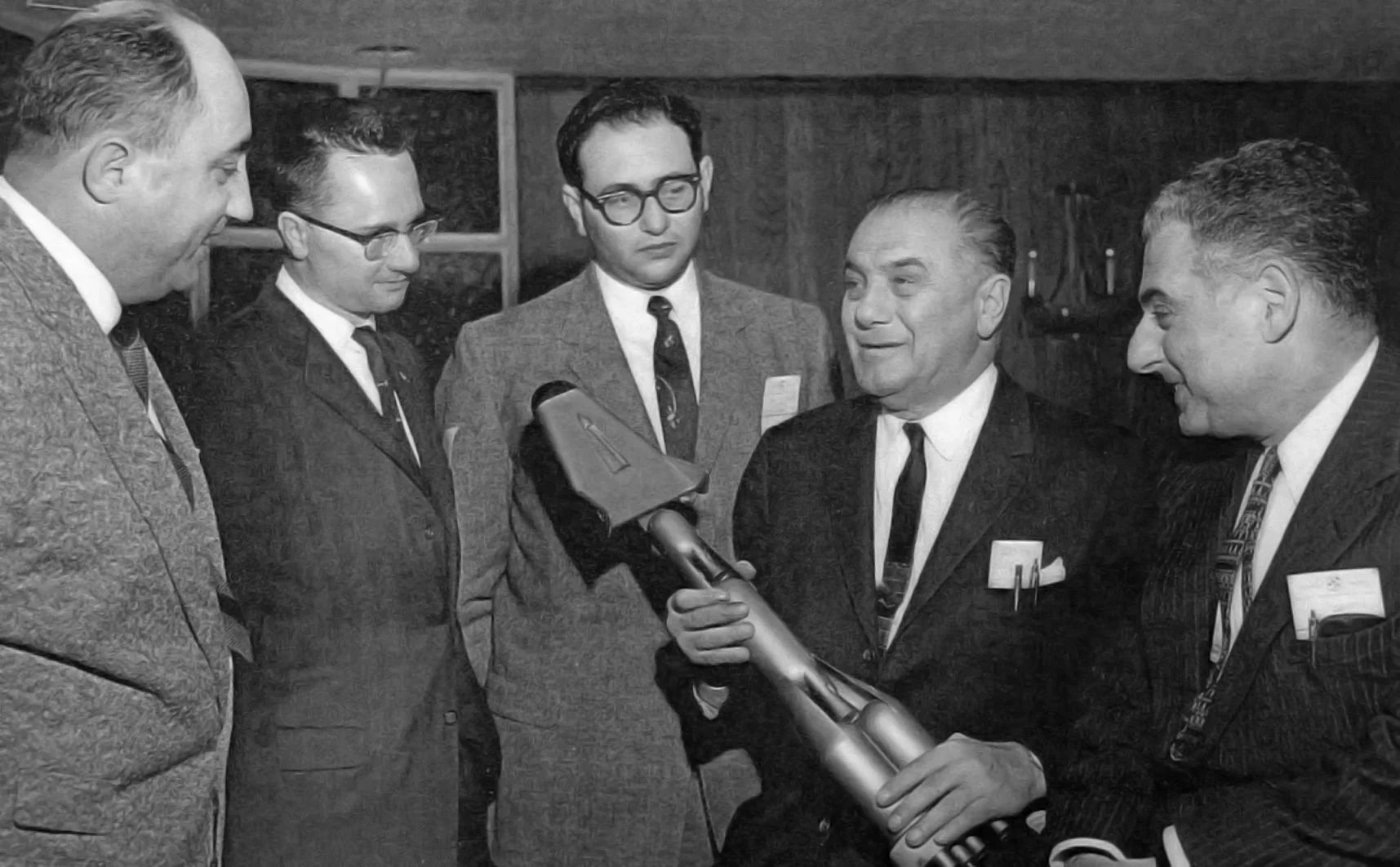 Kartveli grasping a prototype of early space shuttle
