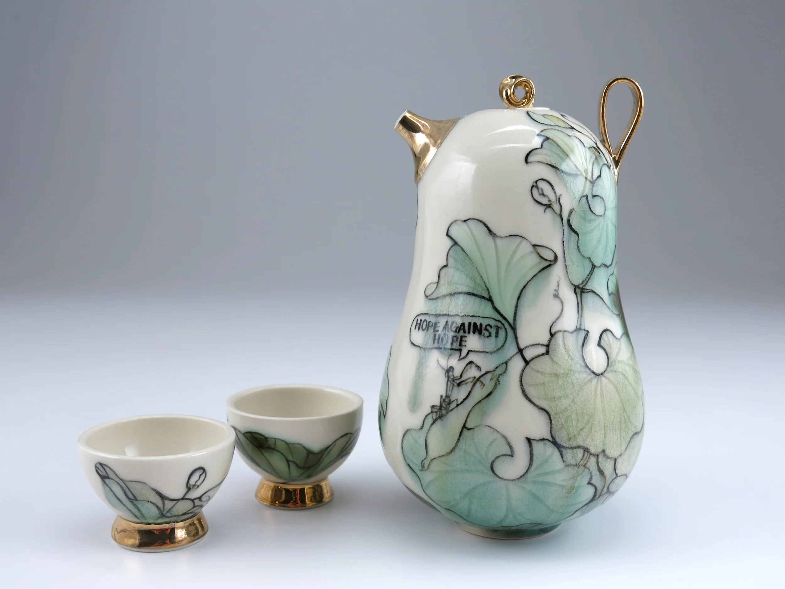 "Hope against hope" teapot, detail