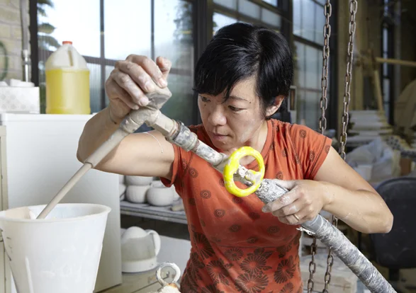 Working at Pottery studio