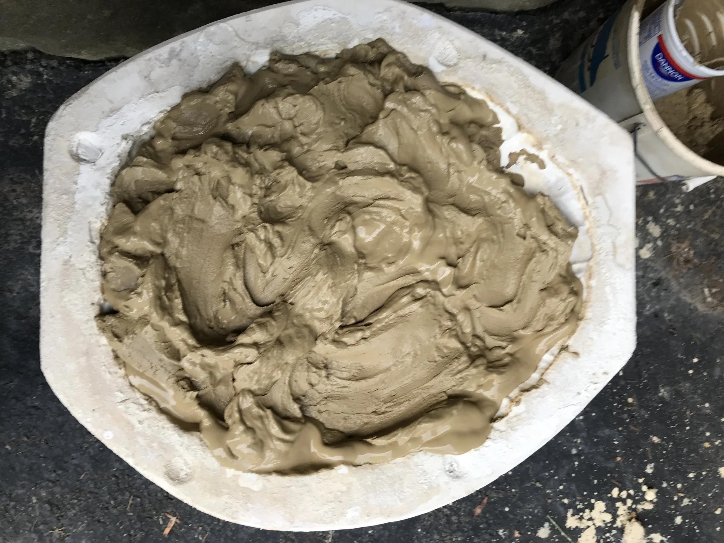 5. When the clay starts drying out, keep mixing it in the bowl to make sure the batch will be consistent by scraping the drying edge and mixing into the wet center.