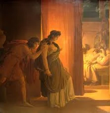 Clitemnestra y Egisto a punto de matar a Agamenón. Pintura de Pierre Narcisse Guérin . Museo del Louvre.