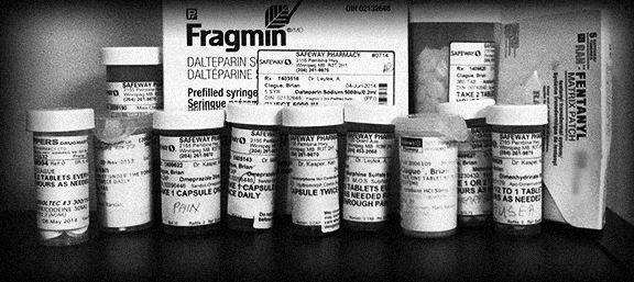 My father's medication to treat pain from Stage IV esophageal cancer.&nbsp;