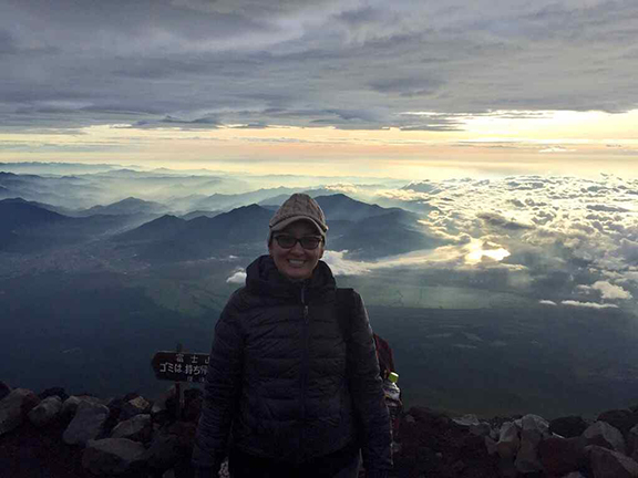 Proof that I made it – me at the summit of Mount Fuji (©Deborah Clague)