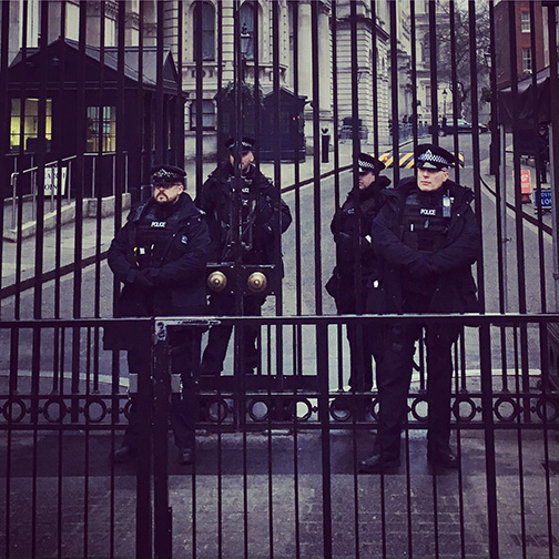 Security at No.10 Downing Street, residence of the British Prime Minister (©Deborah Clague)