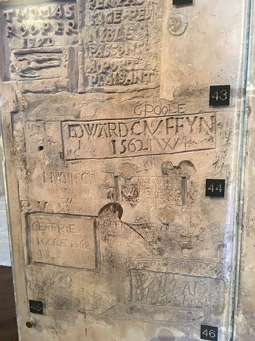 Medieval wall carvings left behind by prisoners in the Tower of London (©Deborah Clague)